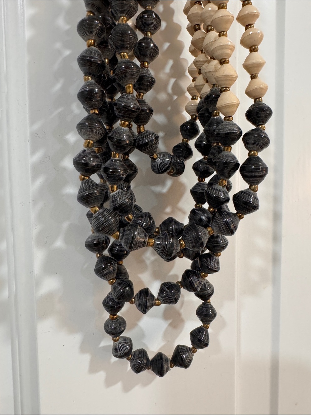 Beautiful Gray and Cream Bead Necklace
